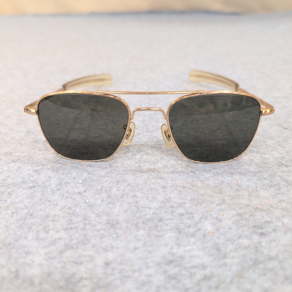 General Optical Aviator Sunglasses Gold Tone Frame Dark Gray Lens Pilot Style